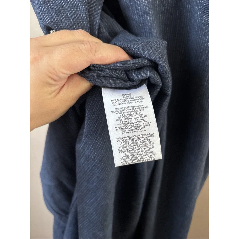 BCBGMAXAZRIA Tank Top Womens M Navy Blue High Low Tailored Sleeveless
